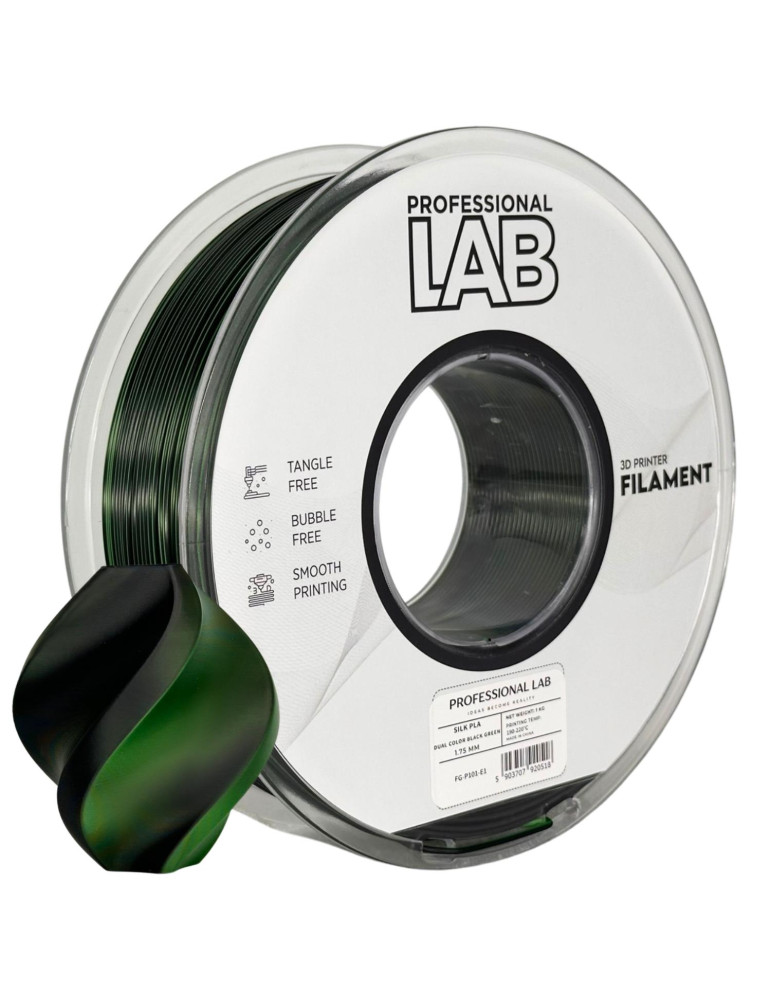 PLA Dual Color Black/Green Prof. Lab - Filamento Gaming 3D | Core XY