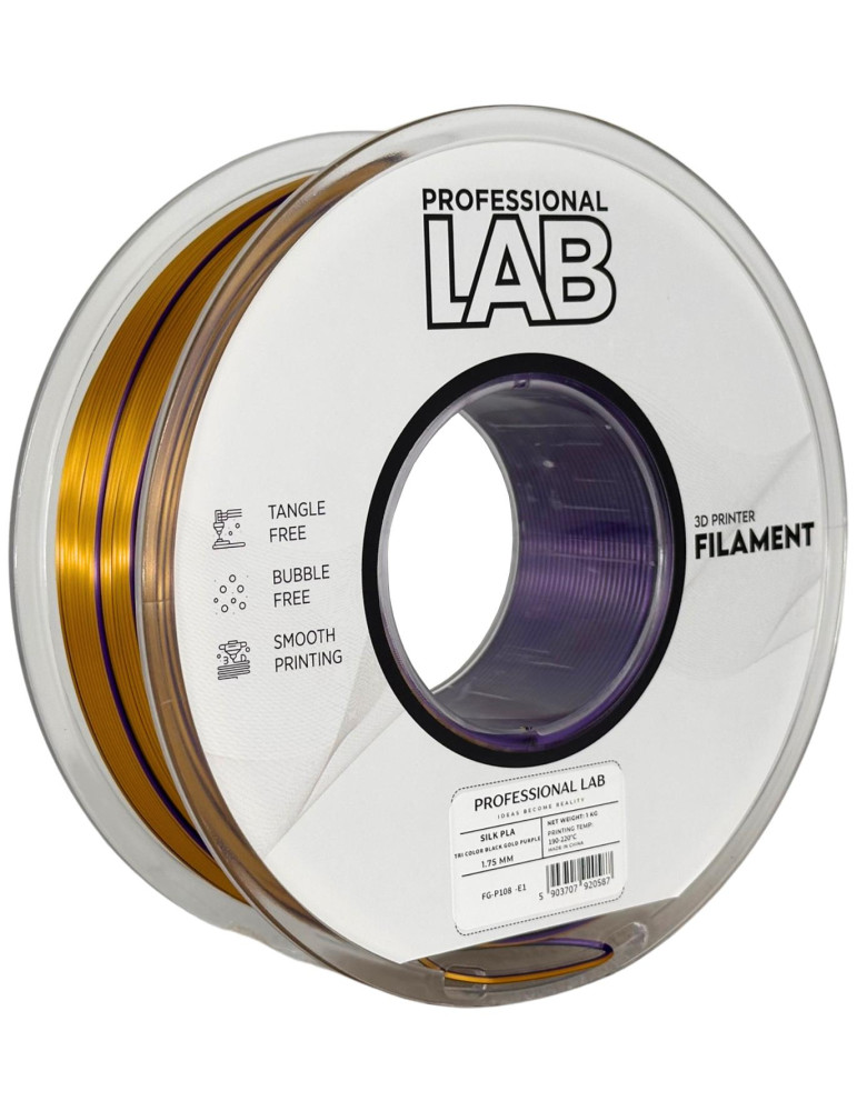 Silk PLA Tri Color Black Gold Purple - Filamento Real 3D | Core XY