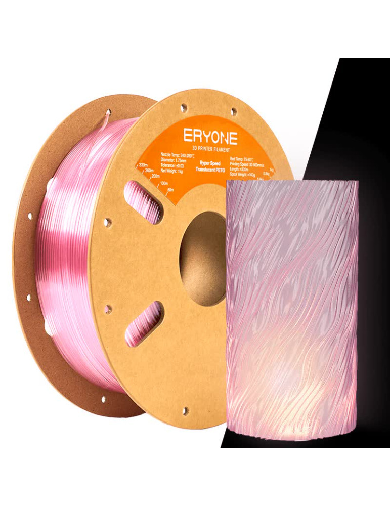 PETG Hyper Speed Translucent Pink Eryone - Filamento Rápido 3D